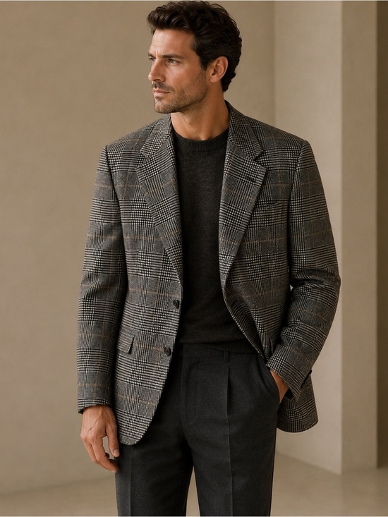 Saks Fifth Avenue Other - Saks Fifth Avenue Camel Hair Gray Checkered Men's Blazer